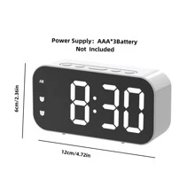 1pc Simplistic Led Mirror Clock Digital Clock With Temperature Display, Voice Control And Time Display, Temperature Meter, Plug In, For Students And Home Use - Black - View 6