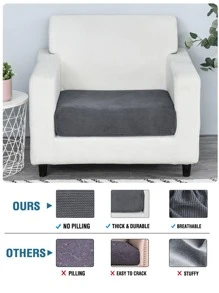 1入組素色有彈性沙發座套 - 深灰色 - 查看 4