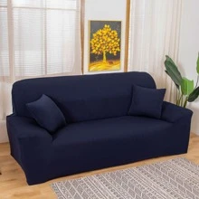 Bộ 2 vỏ bọc ghế sofa lụa sữa màu trơn [Mỗi chiếc có 1 vỏ đệm], vỏ bọc ghế sofa đàn hồi cao chống thú cưng dễ lắp đặt cho phòng khách đơn/đôi/ba/bốn chỗ ngồi - Màu xanh hải quân - Xem 8