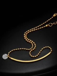 1入組時尚不銹鋼水鑽裝飾腳錬適合女士日常裝飾 - 金黃色 - 查看 3