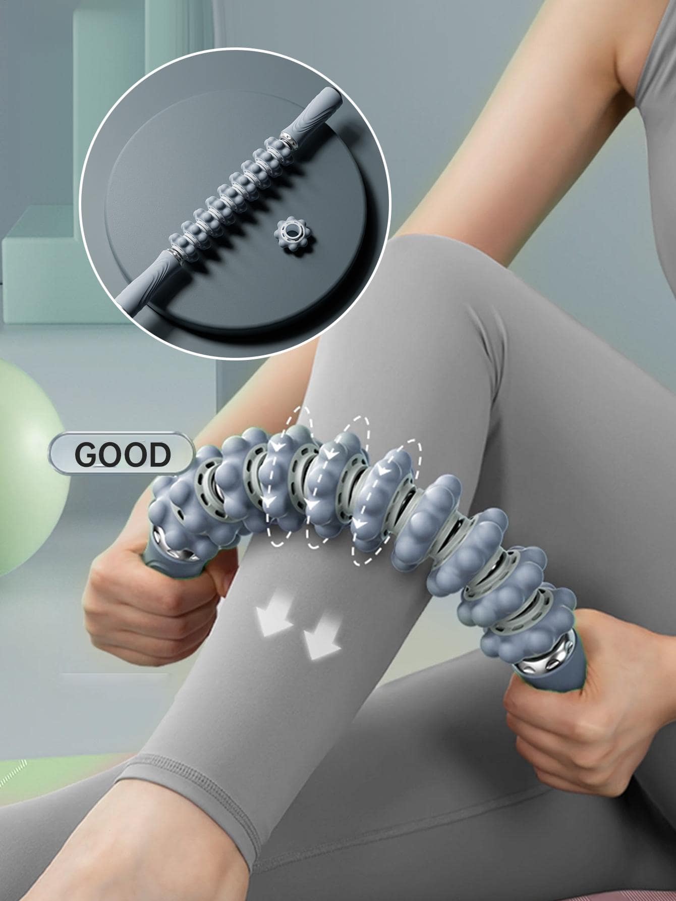 Flexible Muscle Massage Tool Yoga Massage Tool Handheld Cellulite Trigger Point Stick Lymphatic Drainage Anti Cellulite Muscle Release Roller