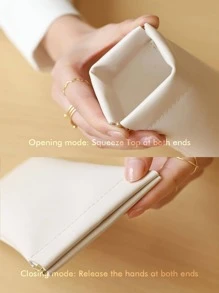 挤压顶部素食皮革太阳镜袋弹簧收纳眼镜袋支架软眼镜盒防刮太阳镜袋眼镜袋带清洁布便携式