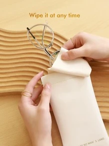 挤压顶部素食皮革太阳镜袋弹簧收纳眼镜袋支架软眼镜盒防刮太阳镜袋眼镜袋带清洁布便携式