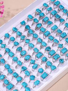 5入組混搭風格的綠松石女戒 (尺寸和款式隨機) - 藍色 - 查看 1