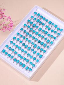 5入組混搭風格的綠松石女戒 (尺寸和款式隨機) - 藍色 - 查看 3