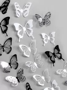 18pcs/Set PVC Butterfly Sticker, Modern Self Adhesive 3D Butterfly Wall Decor For Home,Stickers,Wall Decal,Vinly Decal For Home Decorations,Spring Decoration Items Refesh Your Home,Rama Decoration Stickers