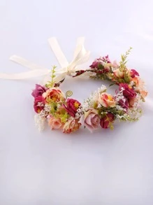 1pc Flower Decorated Hairband, Elegant Hair Accessory For Women's Wedding Or Travel Boho Valentine's Day Accessories - Multicolor - View 6