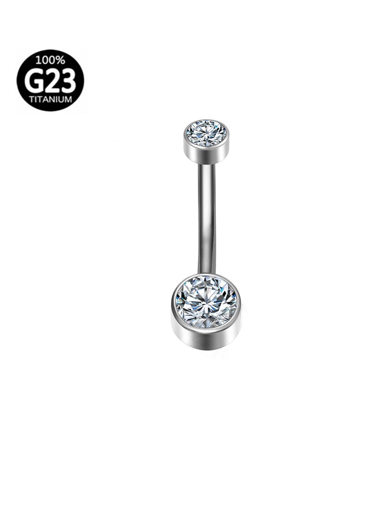 前衛方晶鋯石裝飾臍環適合女士日常裝飾