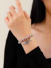 1 chiếc vòng tay đính đá thời trang bằng thép không gỉ hình voi và trái tim dành cho phụ nữ để trang trí hàng ngày cho ngày lễ tình nhân, mẹ, mẹ, ngày của mẹ, quà tặng - Nhiều màu - Xem 5