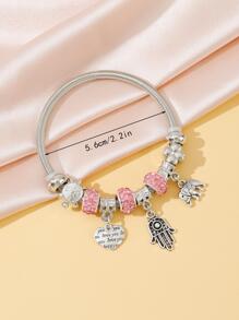 1 chiếc vòng tay đính đá thời trang bằng thép không gỉ hình voi và trái tim dành cho phụ nữ để trang trí hàng ngày cho ngày lễ tình nhân, mẹ, mẹ, ngày của mẹ, quà tặng - Nhiều màu - Xem 3