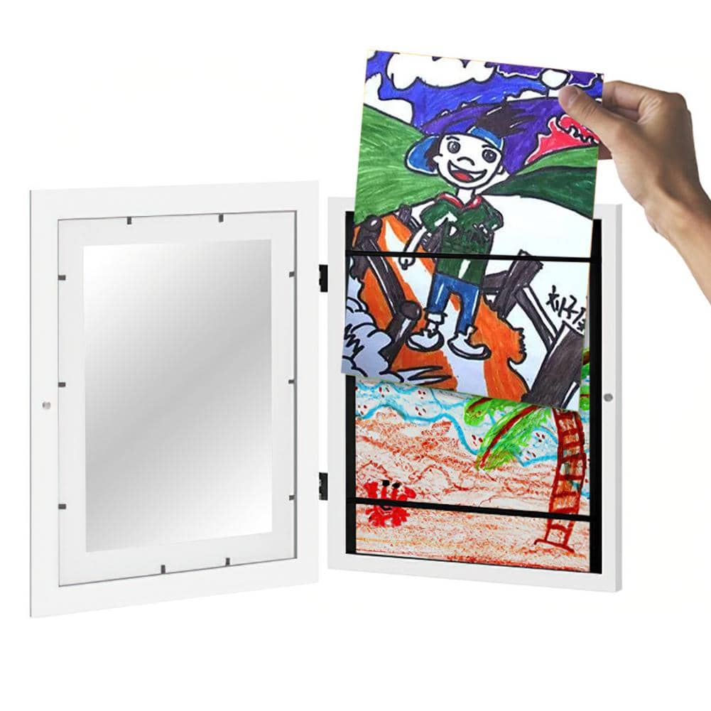 A4 Children Wooden Picture Frame Rectangle Art Frame Home Decor For Kids Drawing Art Projects (25 X 34cm) - White - View 1