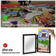 A4 Children Wooden Picture Frame Rectangle Art Frame Home Decor For Kids Drawing Art Projects (25 X 34cm) - White - View 3