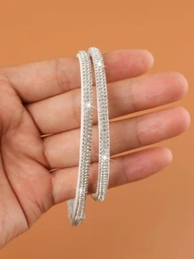 1pair Rhinestone Decor Shoelaces, Glamorous Shoelaces For Pumps - White - View 2