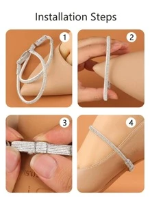 1pair Rhinestone Decor Shoelaces, Glamorous Shoelaces For Pumps - White - View 3