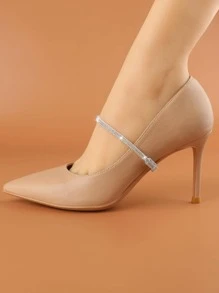 1pair Rhinestone Decor Shoelaces, Glamorous Shoelaces For Pumps - White - View 5