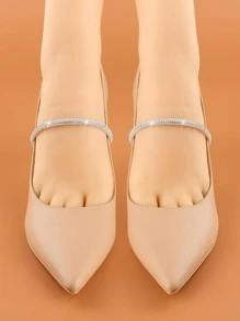 1pair Rhinestone Decor Shoelaces, Glamorous Shoelaces For Pumps - White - View 1