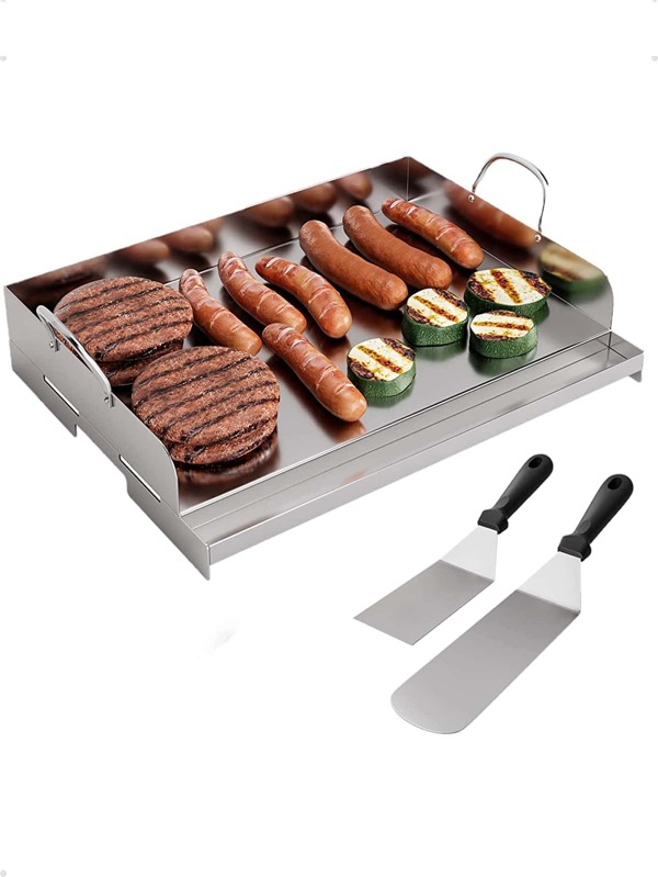 Grill Griddles,Stainless Steel Universal Griddle with 2 Barbecue