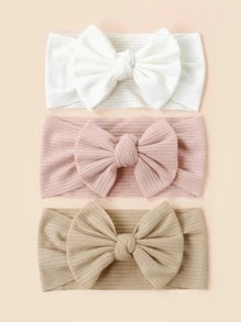 3pcs Baby Breathable Soft Knitted Ribbed Bow Headbands, Suitable For New Year, Valentine's Day, Back To School Season