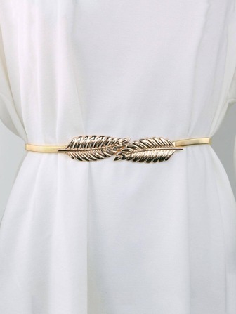Cintura sottile da donna in stile boho con decorazione a foglia, cintura da abito alla moda per decorazione quotidiana, adatta per l'estate, la scuola, l'autunno e Ognissanti