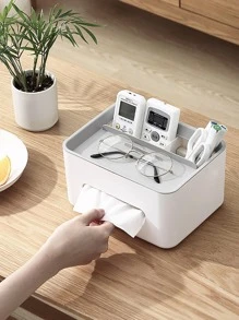 1pc Multifunction Tissue Storage Box - Grey - View 2