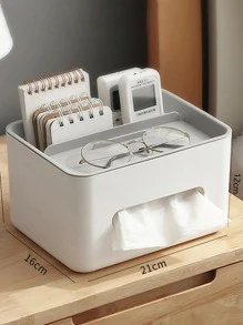 1pc Multifunction Tissue Storage Box - Grey - View 1