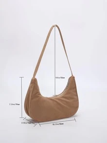 極簡流浪包帶拉鍊休閒 - 卡其色 - 查看 7