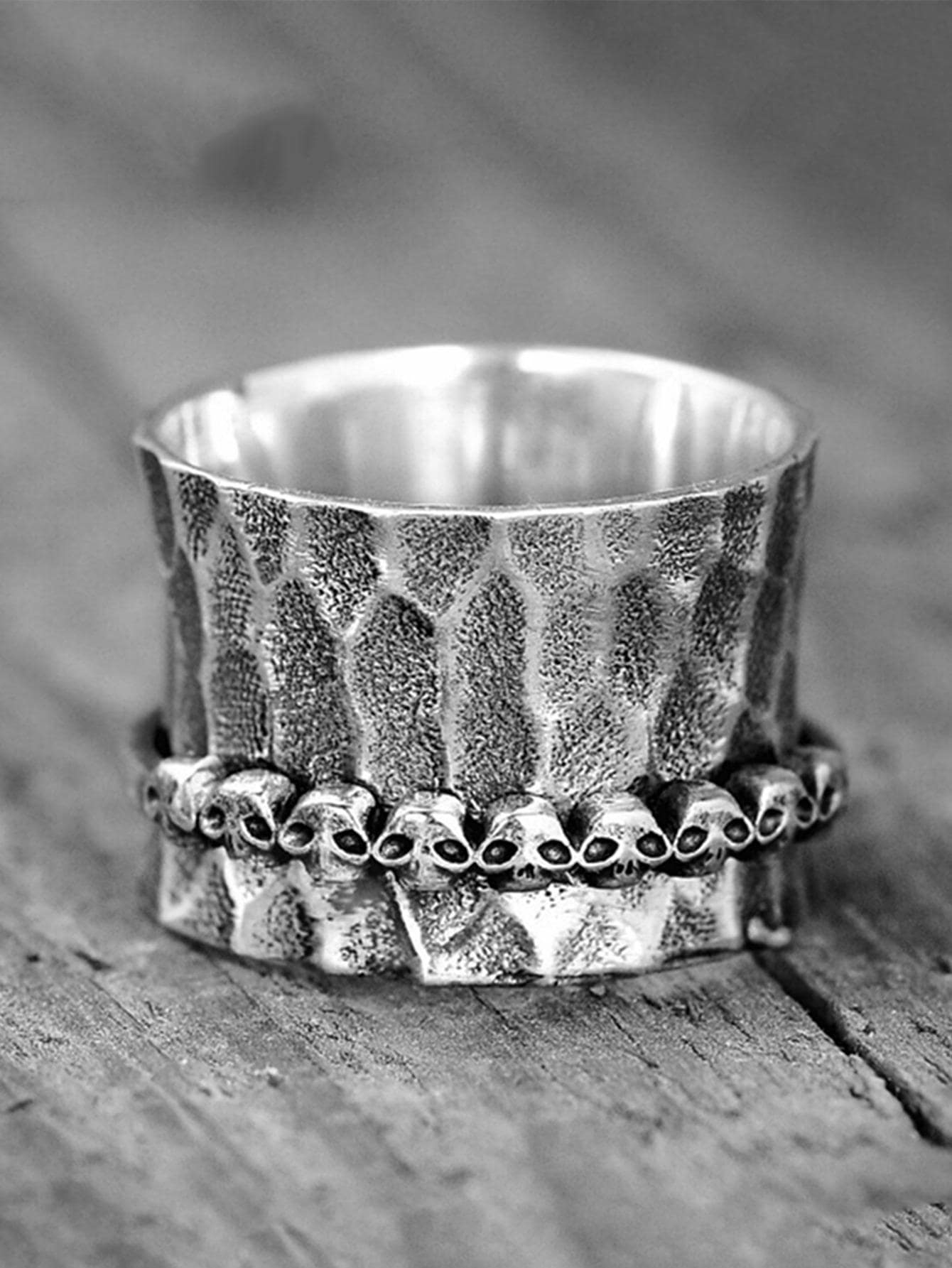 1 Chiếc Nhẫn Trang Trí Hình Đầu Lâu Ngộ Nghĩnh Dành Cho Nam Để Làm Quà Tặng Cho Vẻ Ngoài Phong Cách Cho Bữa Tiệc - Bạc - Xem 1