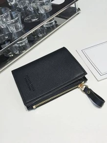 Thư dập nổi Ví nhỏ Dây kéo Bi-Fold PU đen Unisex Tiền di động Tiền mặt Công nhân cổ trắng cho nữ Đại học Công việc Kinh doanh Đi làm Văn phòng Để kỷ niệm Quà tặng sinh nhật vào món quà ngày lễ tình nhân - màu đen - Xem 3