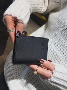 Thư dập nổi Ví nhỏ Dây kéo Bi-Fold PU đen Unisex Tiền di động Tiền mặt Công nhân cổ trắng cho nữ Đại học Công việc Kinh doanh Đi làm Văn phòng Để kỷ niệm Quà tặng sinh nhật vào món quà ngày lễ tình nhân - màu đen - Xem 1