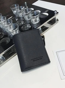 Thư dập nổi Ví nhỏ Dây kéo Bi-Fold PU đen Unisex Tiền di động Tiền mặt Công nhân cổ trắng cho nữ Đại học Công việc Kinh doanh Đi làm Văn phòng Để kỷ niệm Quà tặng sinh nhật vào món quà ngày lễ tình nhân - màu đen - Xem 2