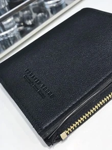 Thư dập nổi Ví nhỏ Dây kéo Bi-Fold PU đen Unisex Tiền di động Tiền mặt Công nhân cổ trắng cho nữ Đại học Công việc Kinh doanh Đi làm Văn phòng Để kỷ niệm Quà tặng sinh nhật vào món quà ngày lễ tình nhân - màu đen - Xem 5