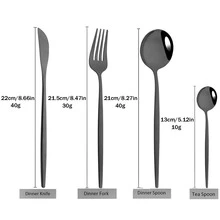 Jokipvy 24pcs Black Cutlery Set Stainless Steel Dinnerware Spoon Knife Fork Tableware Set Western Kitchen Silverware - Black - View 2