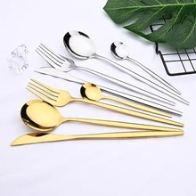 Jokipvy Stainless Steel Silverware 24pcs Mirror Dinnerware Cutlery Set Spoon Knife Fork Tableware Set Western Kitchen Flatware - Silver - View 5