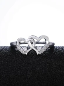 1 Nhẫn Đính Đá Cubic Zirconia Thời Trang Trang Trí Trái Tim Cho Nữ Cho Món Quà Ngày Lễ Tình Nhân - Bạc - Xem 3