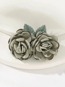 1入組女士玫瑰裝飾時尚彈簧夾適用於頭髮裝飾用品 - 綠色 - 查看 2