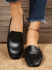 Women Minimalist Square Toe Mules, Elegant Flats