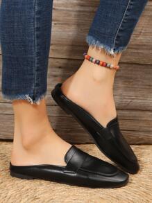 Women Minimalist Square Toe Mules, Elegant Flats
