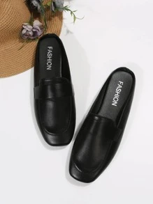 Women Minimalist Square Toe Mules, Elegant Flats