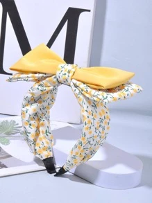 女士花卉圖案蝴蝶結裝飾時尚髮箍適用於頭髮裝飾用品 - 彩色 - 查看 1