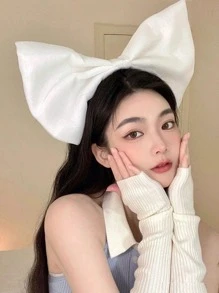 1入組女士大碼蝴蝶結裝飾甜美風格髮箍適合派對 - 白色 - 查看 4