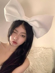 1入組女士大碼蝴蝶結裝飾甜美風格髮箍適合派對 - 白色 - 查看 3