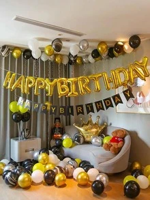 13 piezas Globo decorativo de fiesta de cumpleaños - Dorado - Ver 5