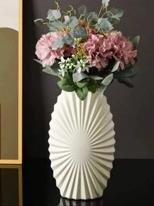 1 Bình Hoa Bằng Nhựa, Bình Hoa Họa Tiết Màu Trắng Phong Cách Châu Âu Cho Hoa - trắng - Xem 1