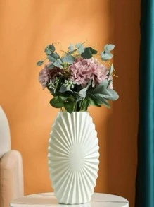 1 Bình Hoa Bằng Nhựa, Bình Hoa Họa Tiết Màu Trắng Phong Cách Châu Âu Cho Hoa - trắng - Xem 2