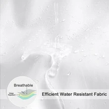 1pc White Fabric Shower Curtain Liner, Solid Color, High-Quality Polyester Fabric, Metal Grommets, With Hanging Rings, Machine Washable, Suitable For Modern Neutral Hotel Bathroom Decor - White - View 6