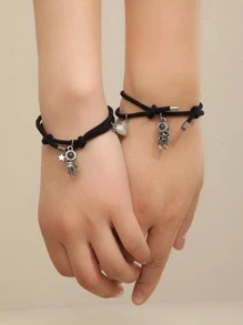 ATLVXJL 2件套情侣发光宇航员镶嵌投影珠手链，情人节礼物 - 彩色 - 查看 6