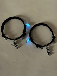 ATLVXJL 2件套情侣发光宇航员镶嵌投影珠手链，情人节礼物 - 彩色 - 查看 9