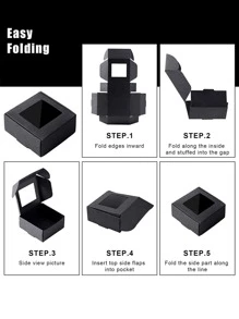 10pcs Mini Kraft Paper Boxes With Window, Handmade Soap Packaging Boxes, Gift Packaging Boxes For Soap, Baking, Candy (Brown, White, Black, 2.56 X 2.56 X 1.18 Inches) - Black - View 6