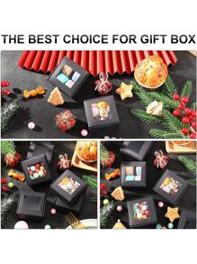 10pcs Mini Kraft Paper Boxes With Window, Handmade Soap Packaging Boxes, Gift Packaging Boxes For Soap, Baking, Candy (Brown, White, Black, 2.56 X 2.56 X 1.18 Inches) - Black - View 3