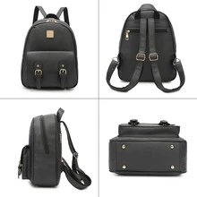Minimalist Mini Backpack for Women Girls Cute Small Backpacks Purse Ladies Leather Bookbag Satchel Bags - Black - View 9